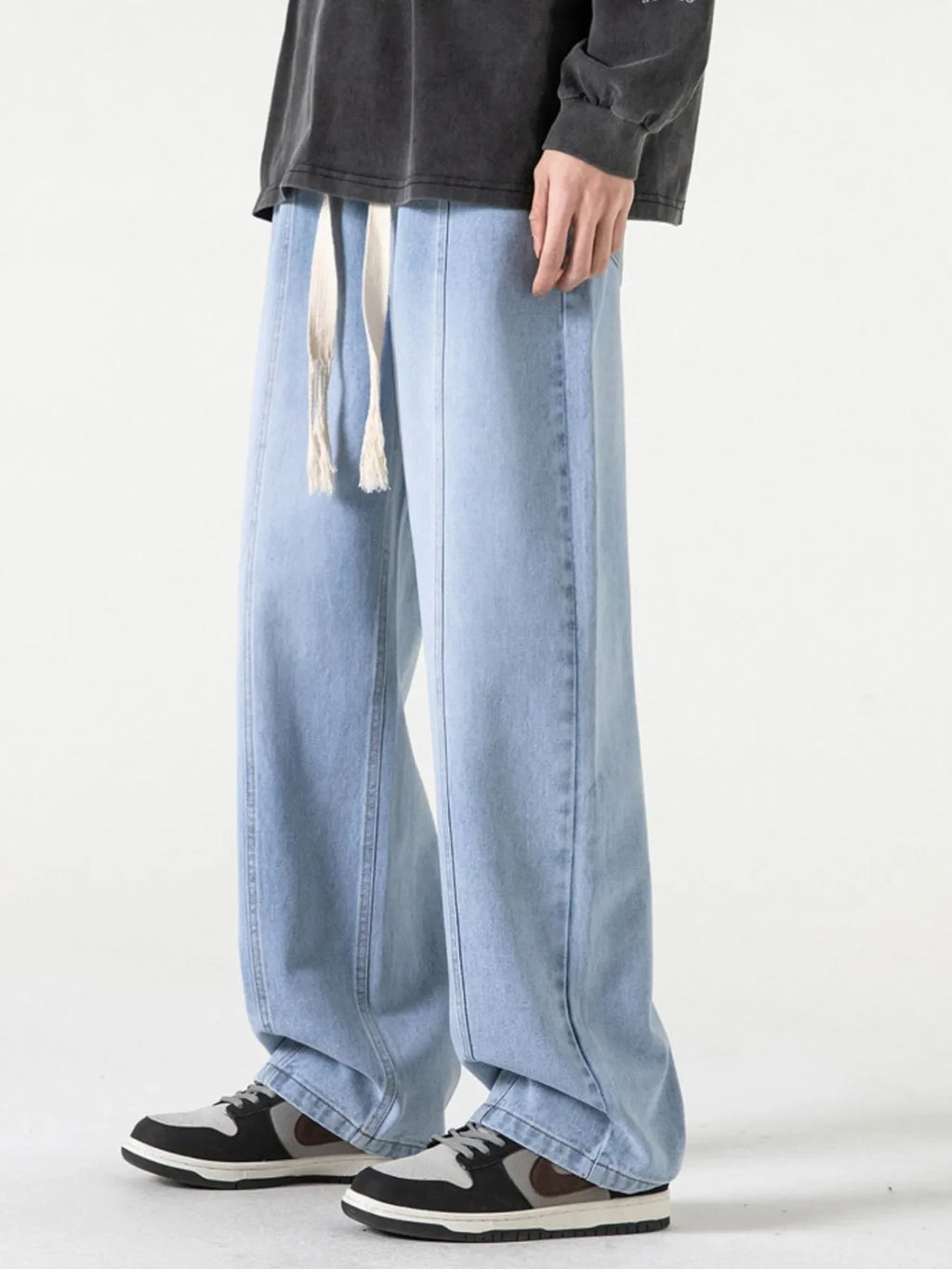 Men's Full Size Drawstring Wide Leg Jeans Plus Size