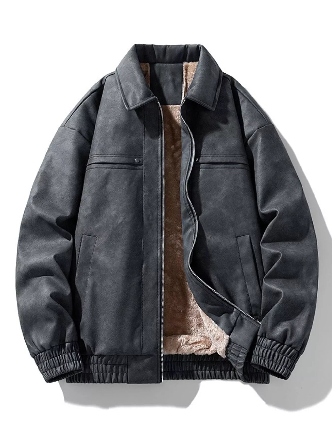 Men's Plus Size Zip Up Long Sleeve Jacket