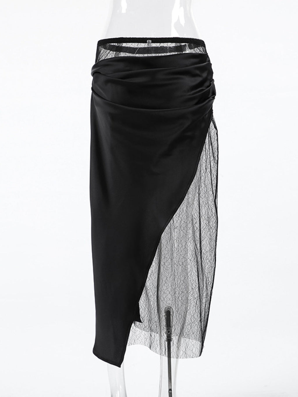 Lace Panel Midi Skirt