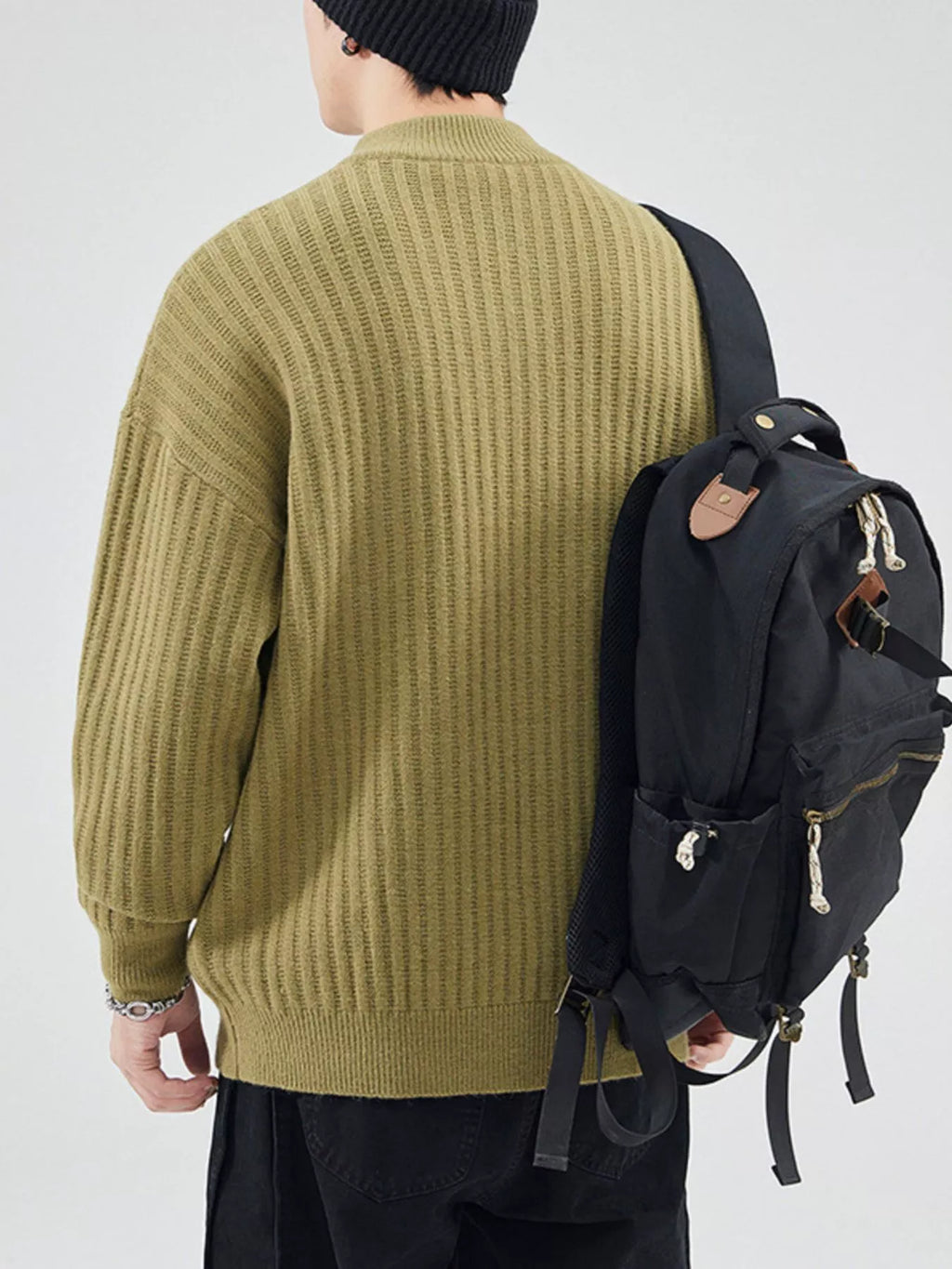 Men's Full Size Button Detail Long Sleeve Sweater Plus Size