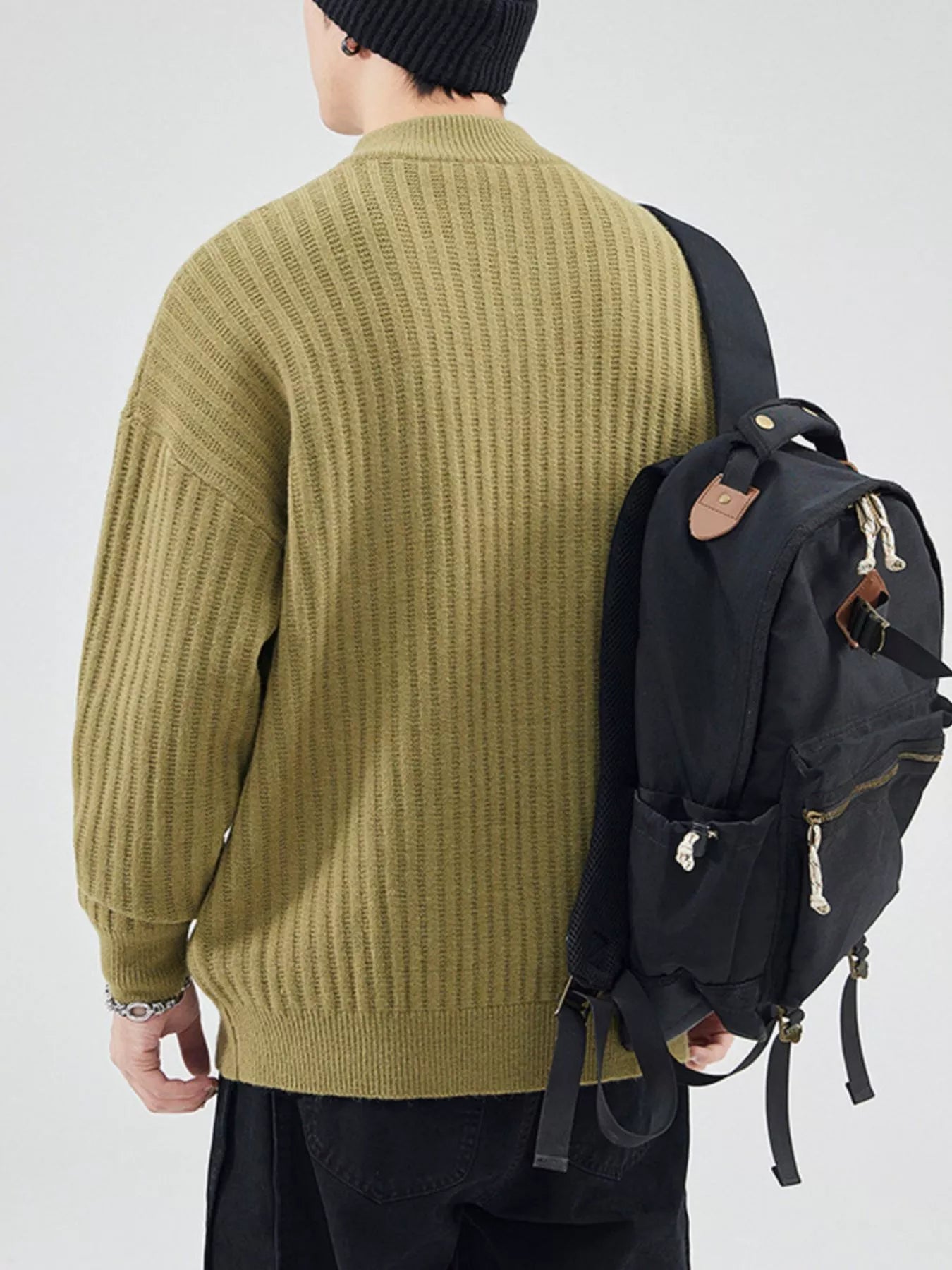 Men's Full Size Button Detail Long Sleeve Sweater Plus Size