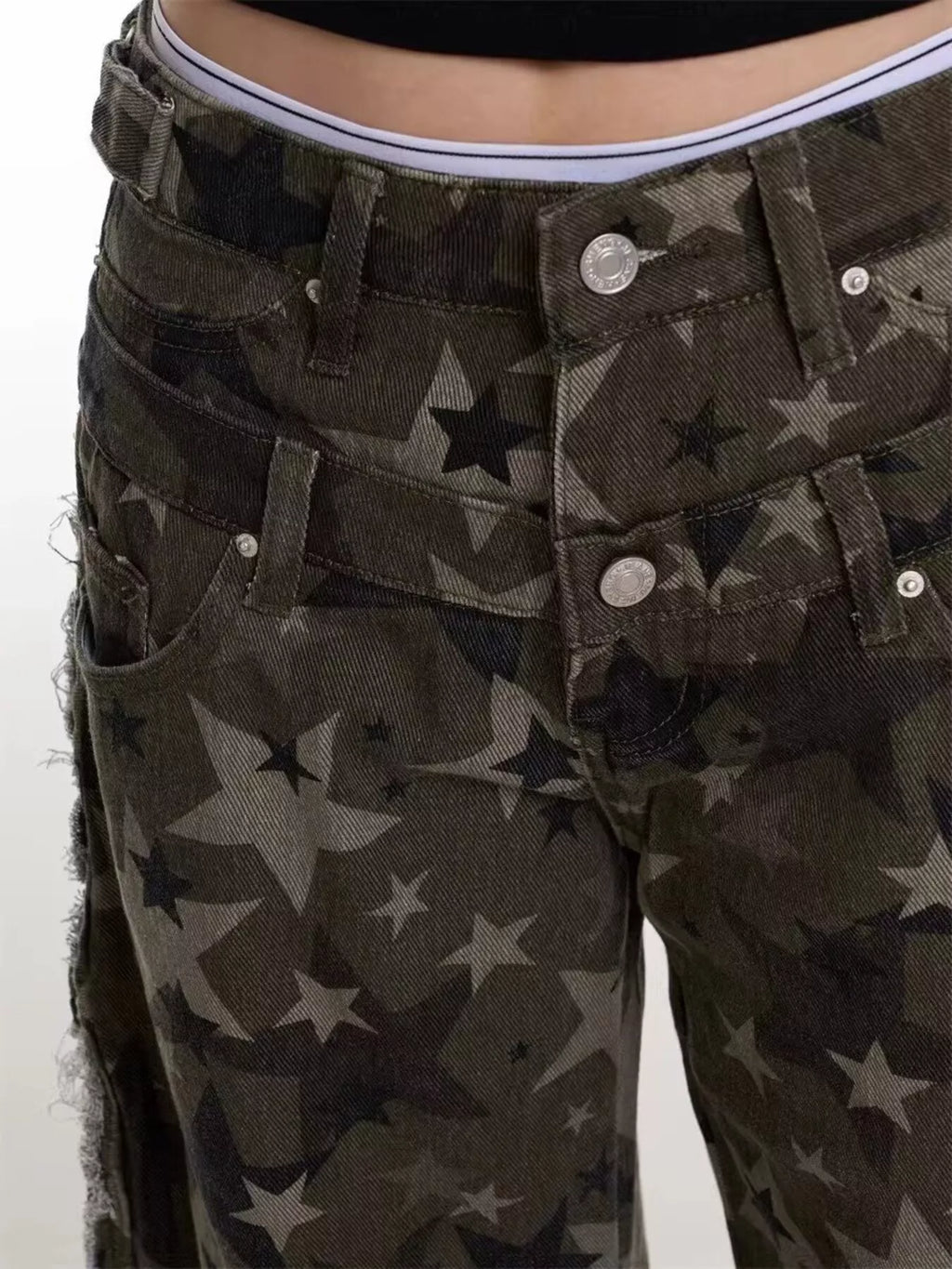 Men's Full Size Star Print Wide Leg Jeans Plus Size