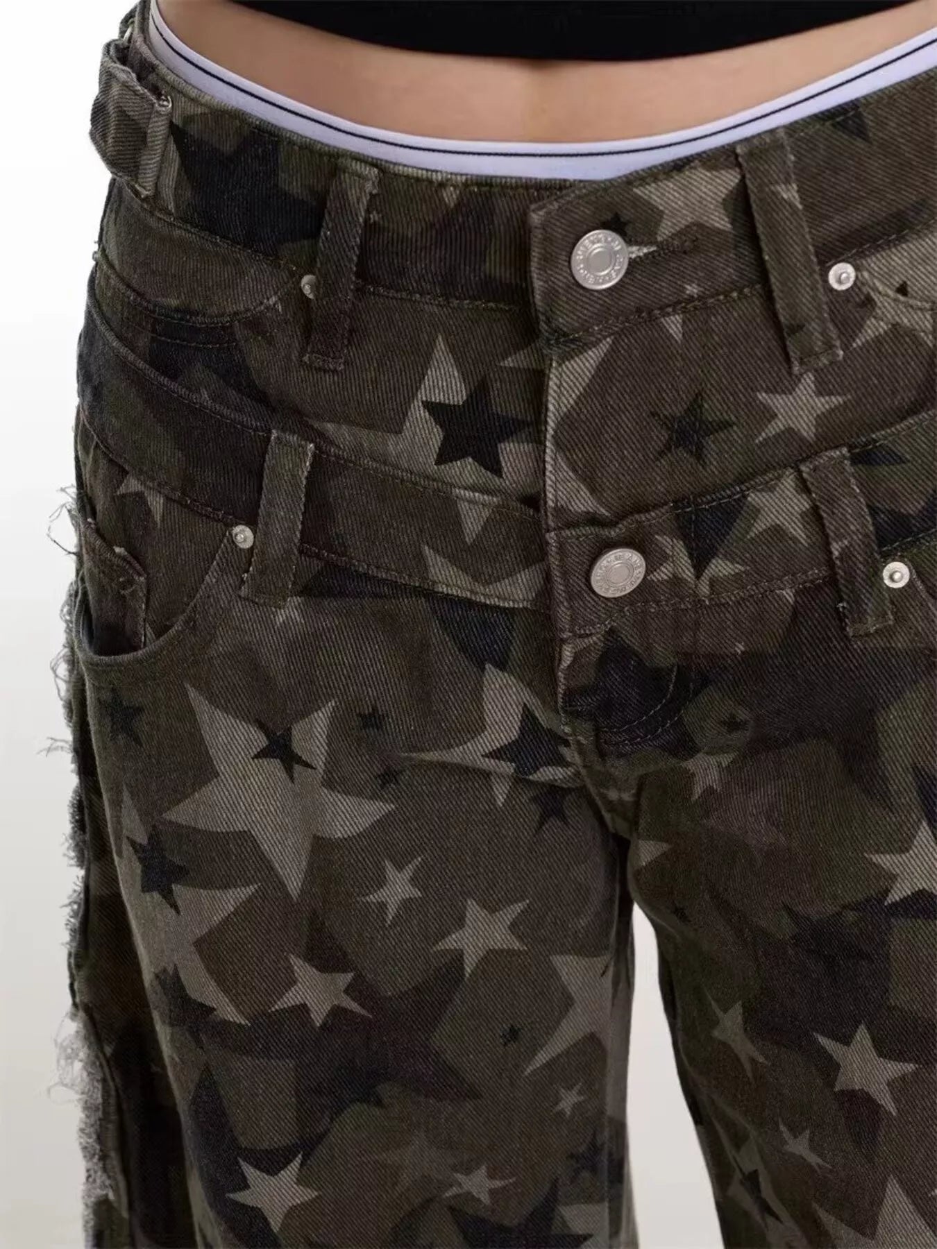 Men's Full Size Star Print Wide Leg Jeans Plus Size