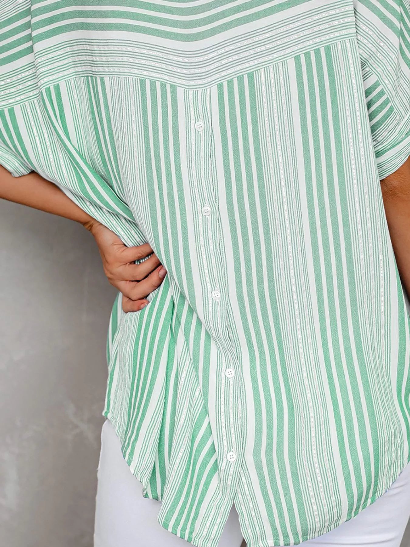 Full Size Collared Neck Half Sleeve Shirt Plus Size