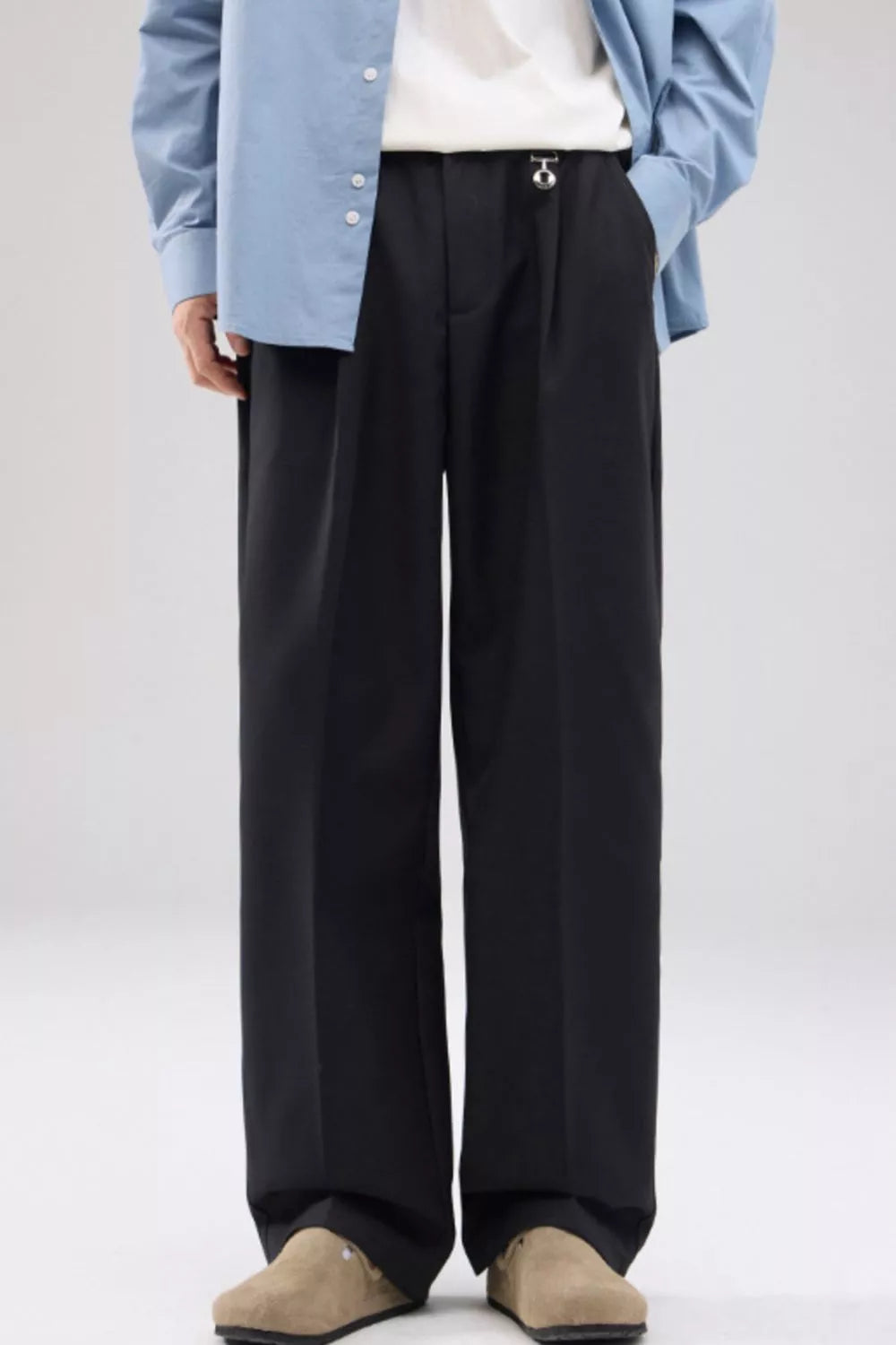 Men's Full Size Wide Leg Pleated Pants Plus Size