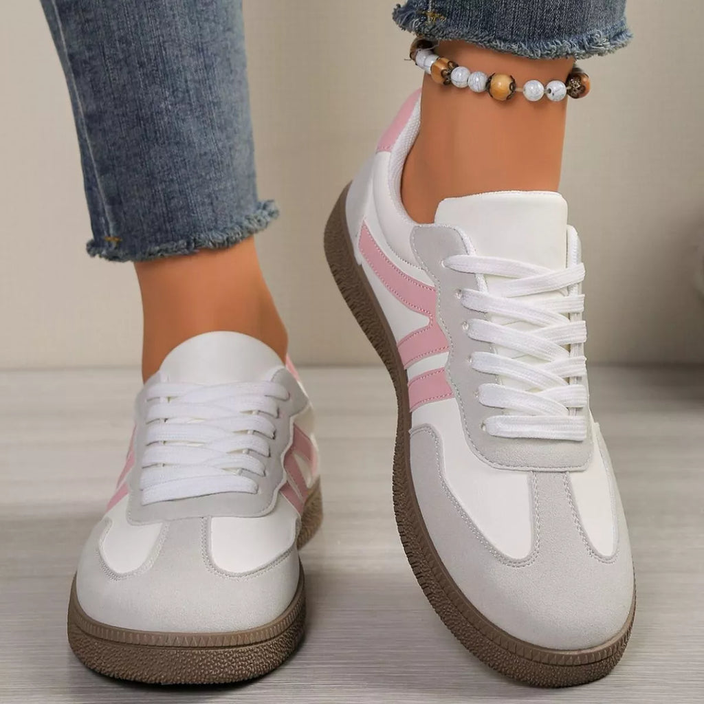 Striped Lace-Up Casual Sneakers