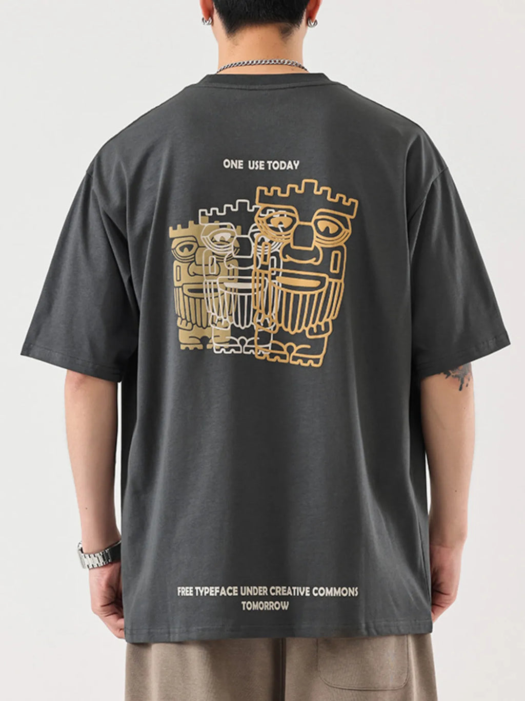 Men's Plus Size Graphic Round Neck Half Sleeve T-Shirt