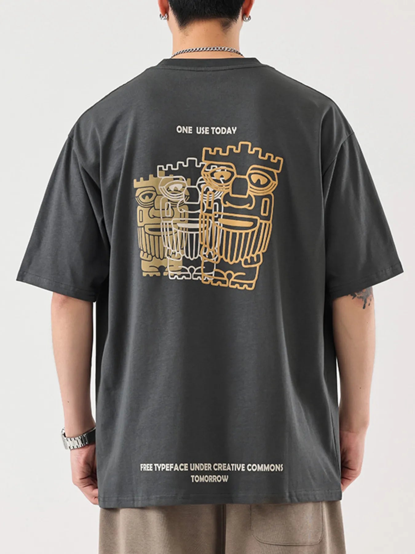 Men's Plus Size Graphic Round Neck Half Sleeve T-Shirt