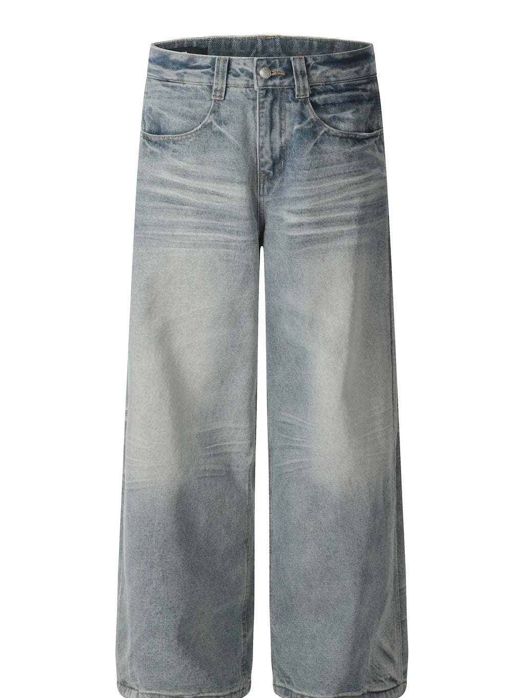 Men's Wide Leg Wash Denim Jeans