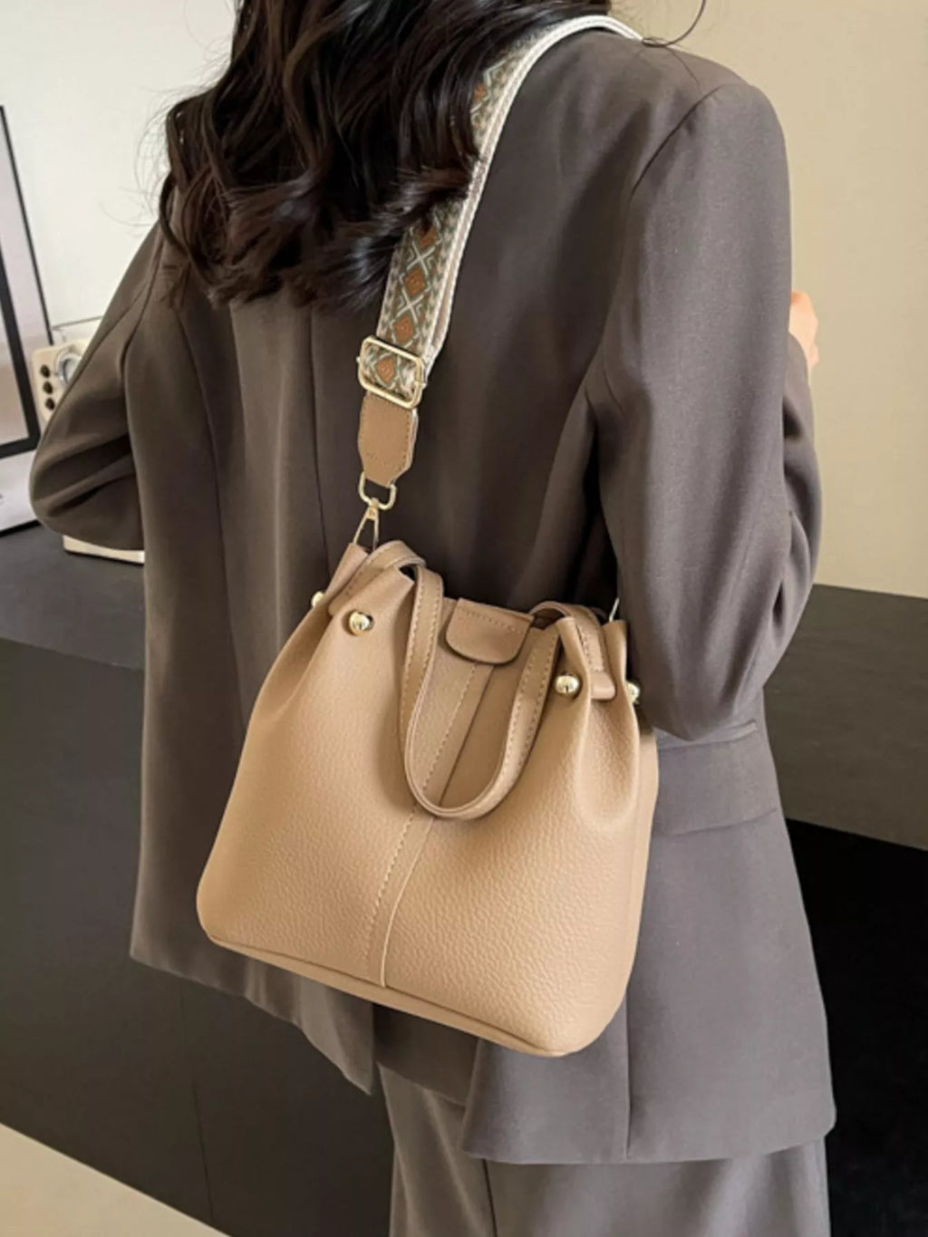 Crossbody Bag with Patterned Strap