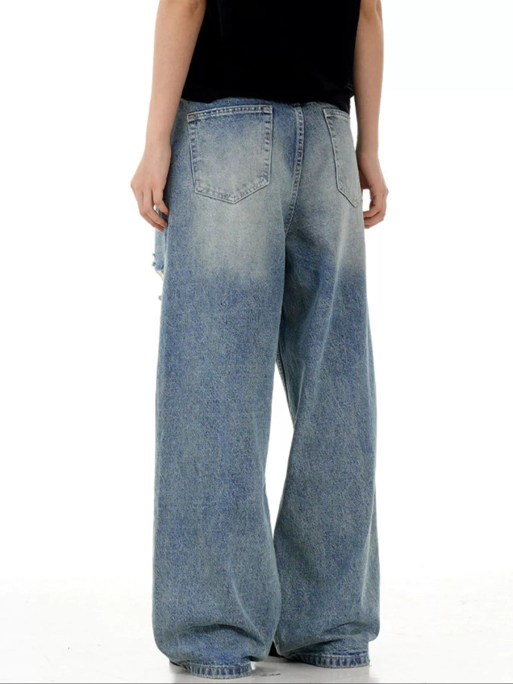 Men's Distressed Wide Leg Jeans