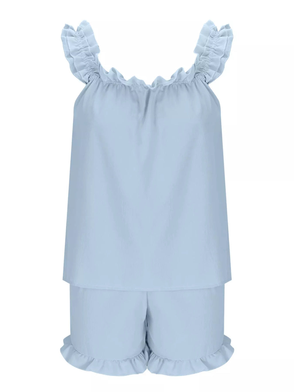 Ruffle Trim Sleeveless Top and Shorts Set