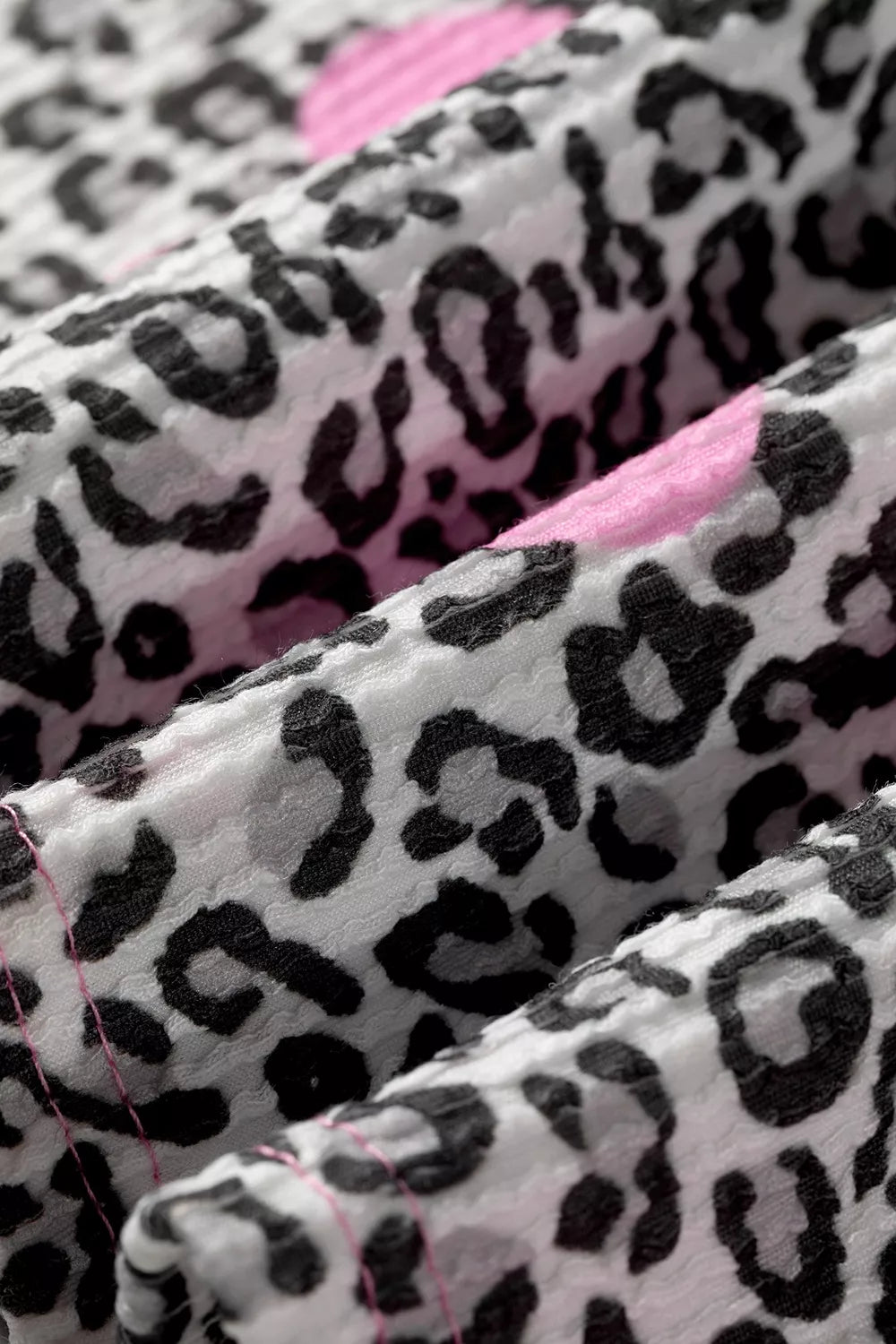 Leopard Heart Print Colorblock Pullover Blouse