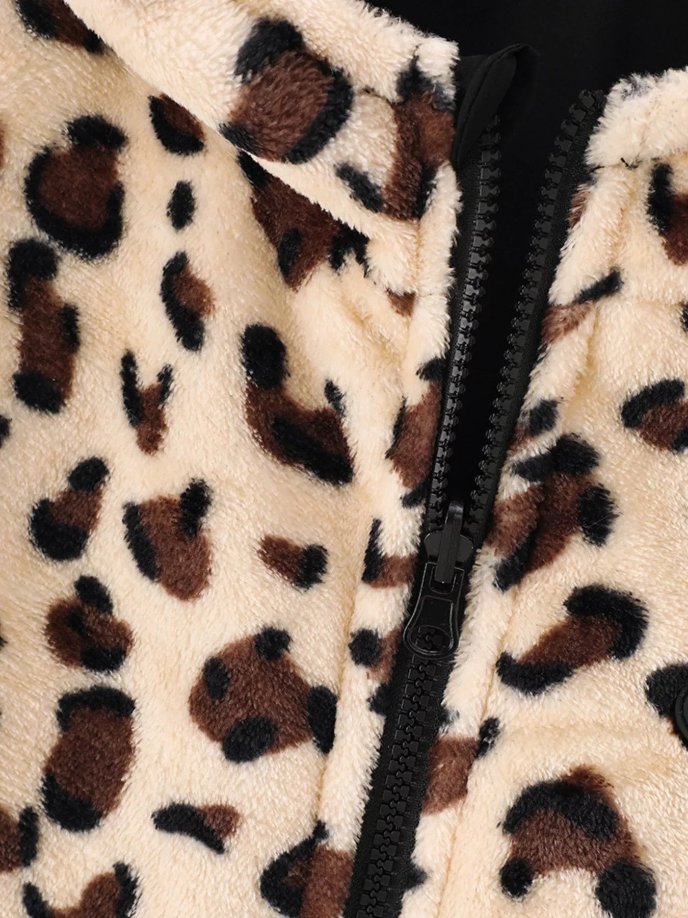 Children's Hooded Leopard Lined Warm Jacket