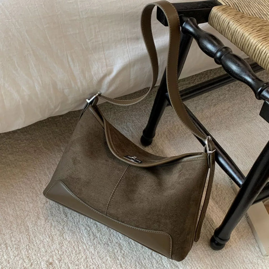 Suede Crossbody Bag with Adjustable Strap