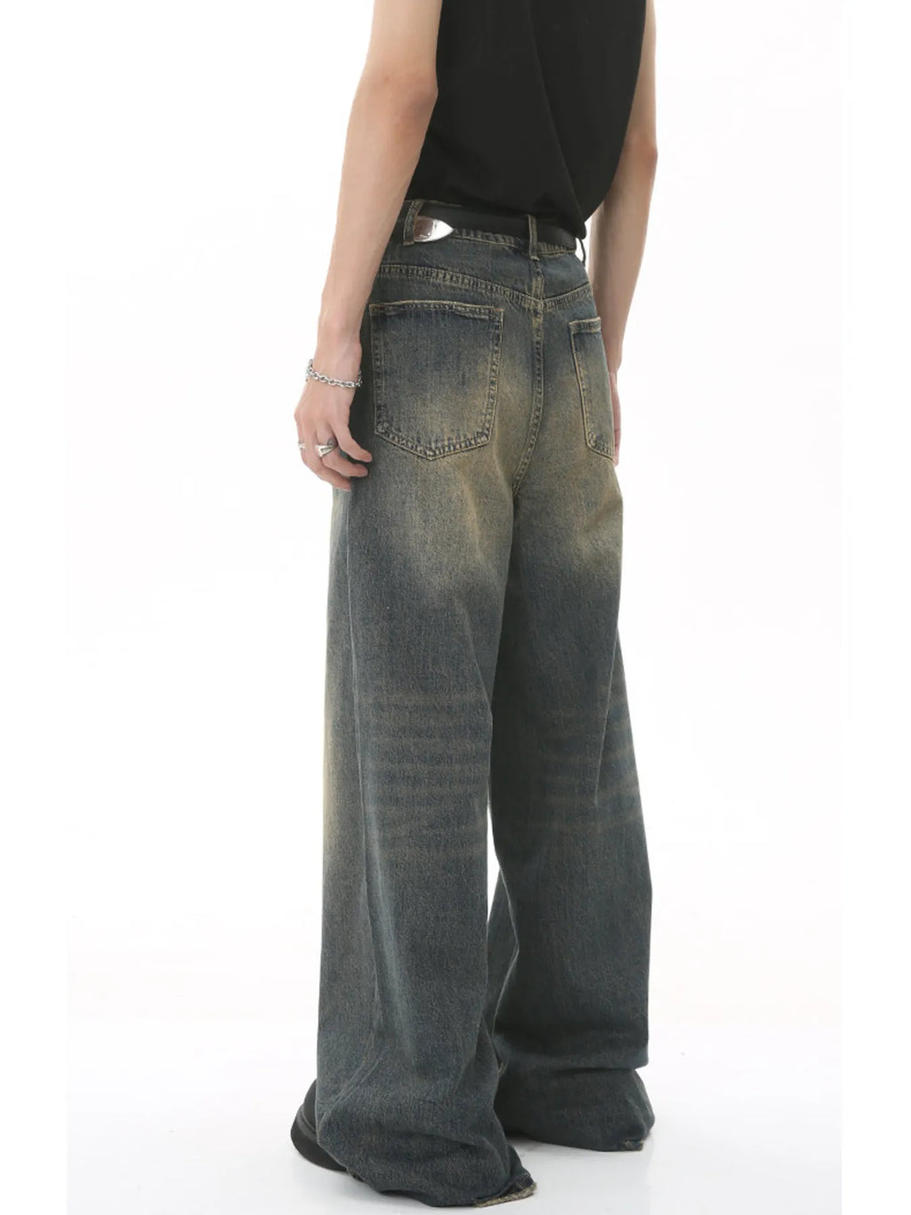 Men's Full Size Vintage Wash Wide Leg Jeans Plus Size