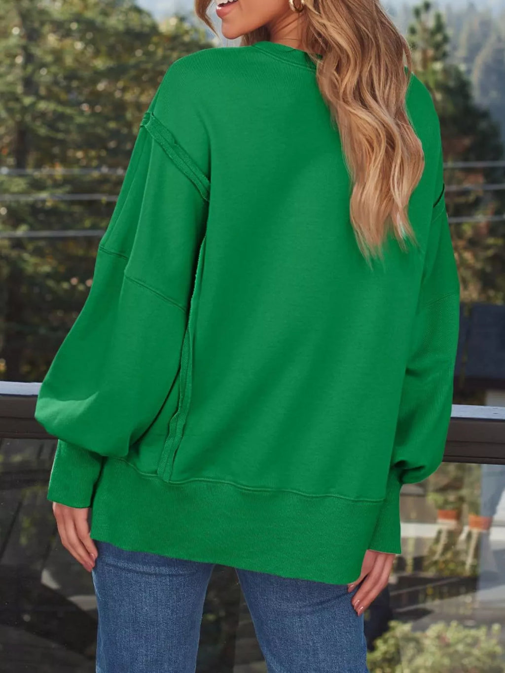 Side Slit Long Sleeve Oversized Sweatshirt
