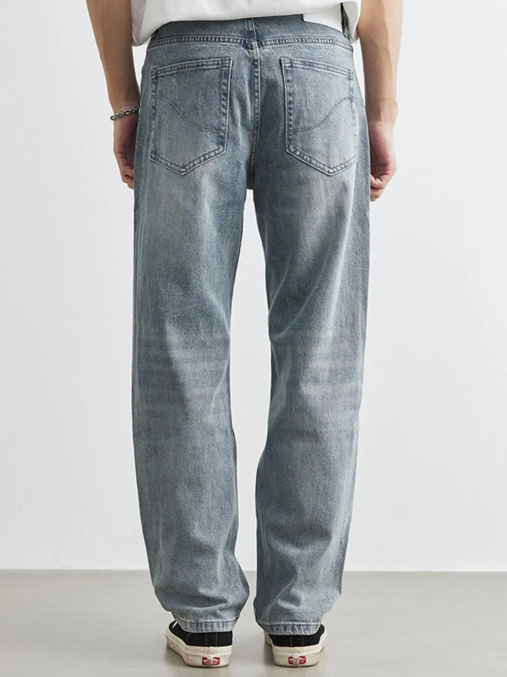 Men's Washed Wide Leg Distressed Jeans