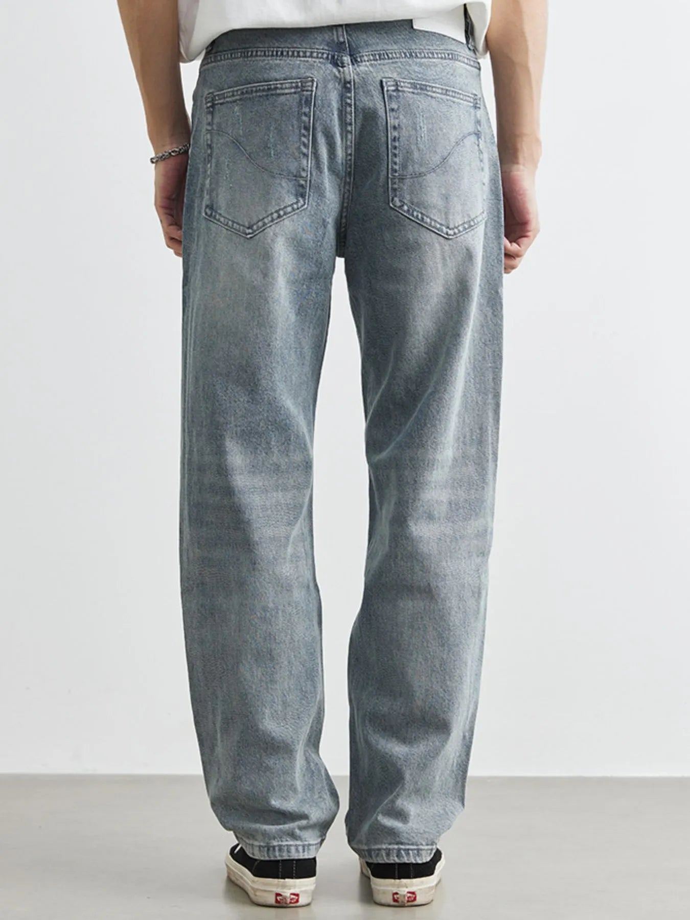 Men's Washed Wide Leg Distressed Jeans