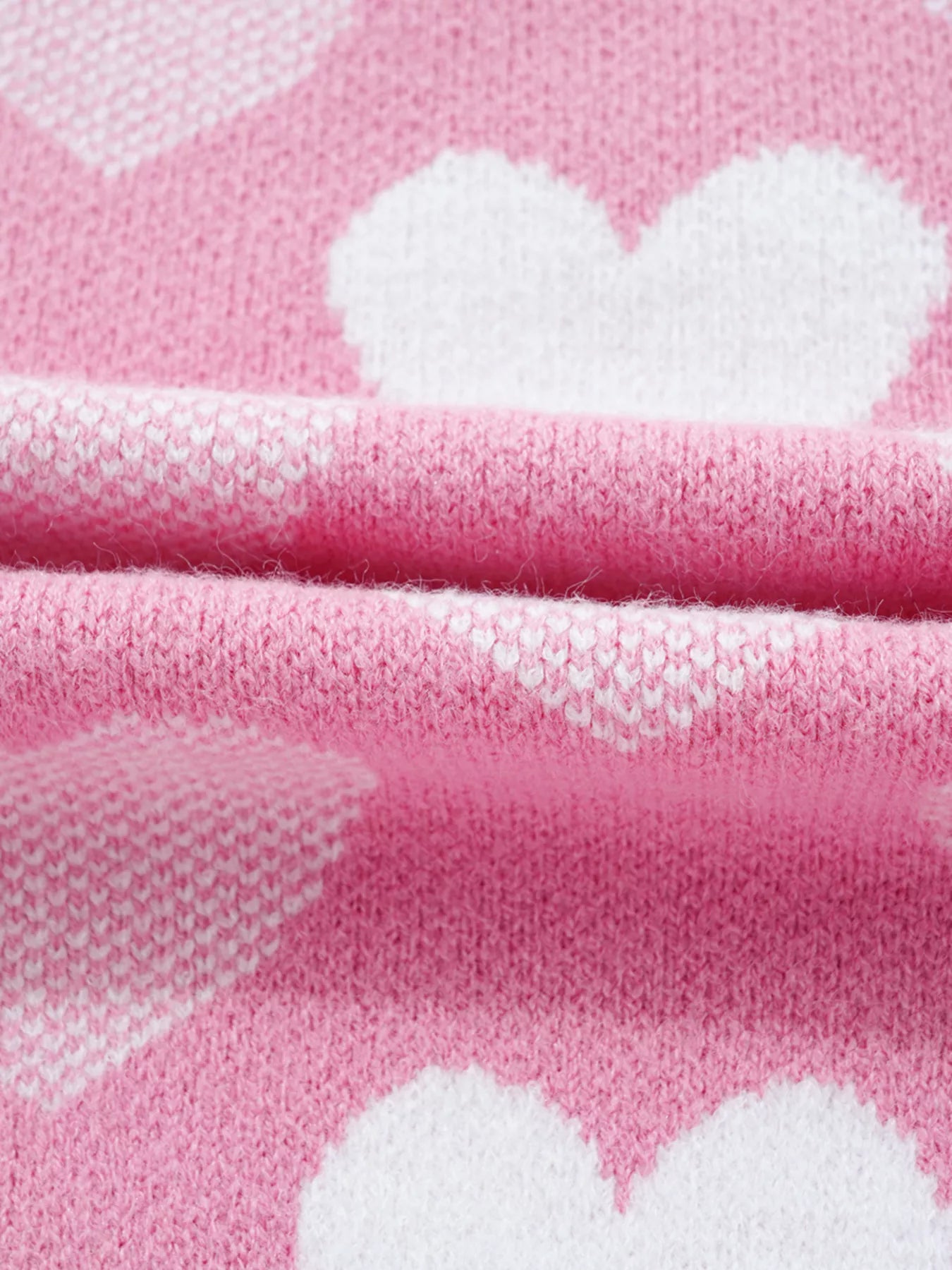 Pearled Heart Print Valentines Crew Neck Sweater
