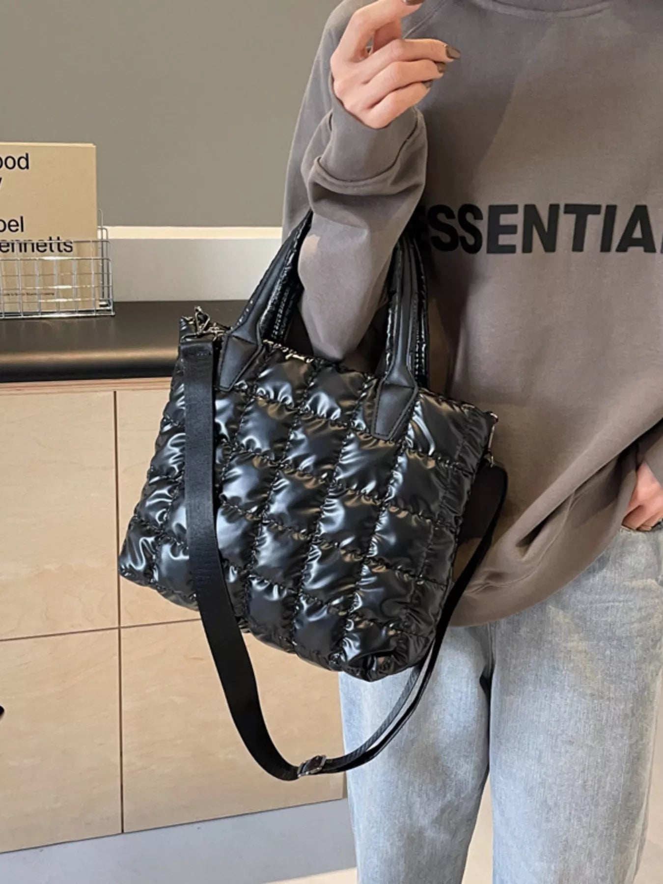 Bubble Textured Tote Crossbody Bag