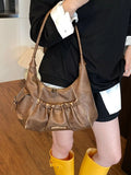Vintage Ruched Hobo Shoulder Bag
