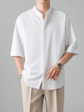 Men's Full Size Casual Mandarin Collar Half Sleeve Shirt Plus Size