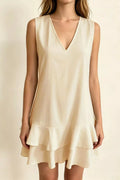 Full Size Sleeveless V-Neck Ruffle Hem Mini Dress Plus Size