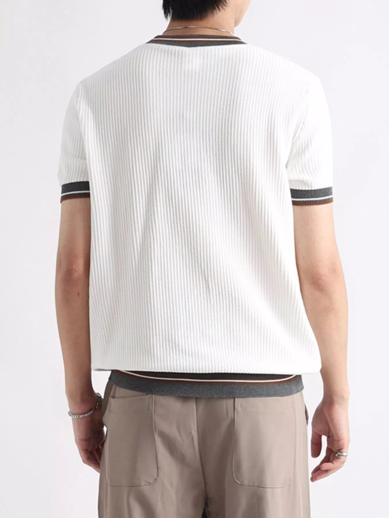 Men's Plus Size Contrast Trim Shorts Sleeve T-Shirt