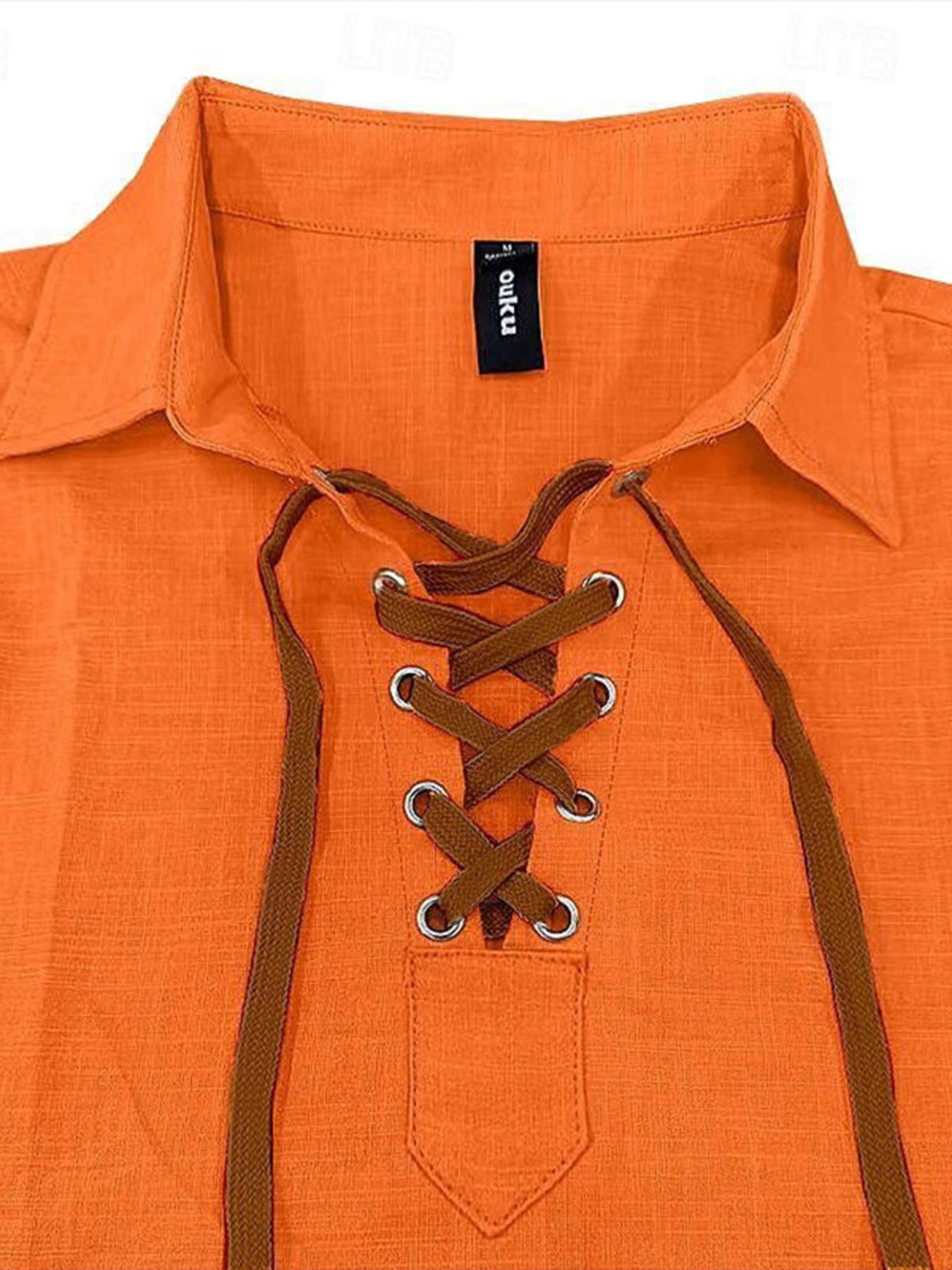Men's Full Size Vintage Lace-Up Long Sleeve Blouse Plus Size