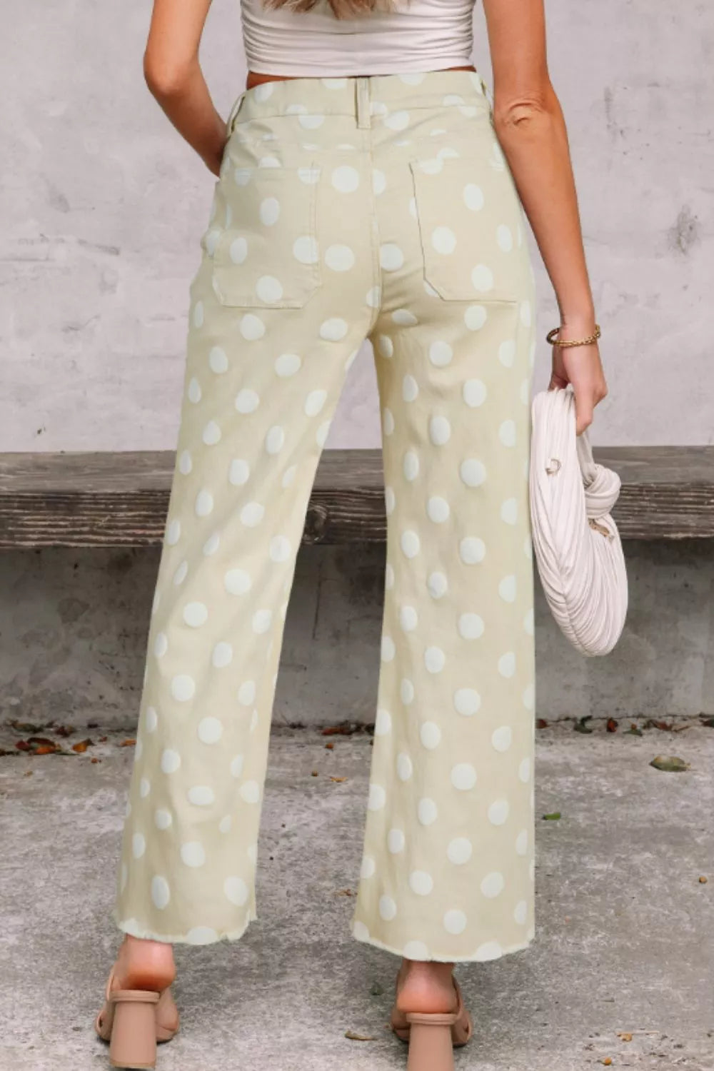 Polka Dot High-Waisted Wide Leg Jeans