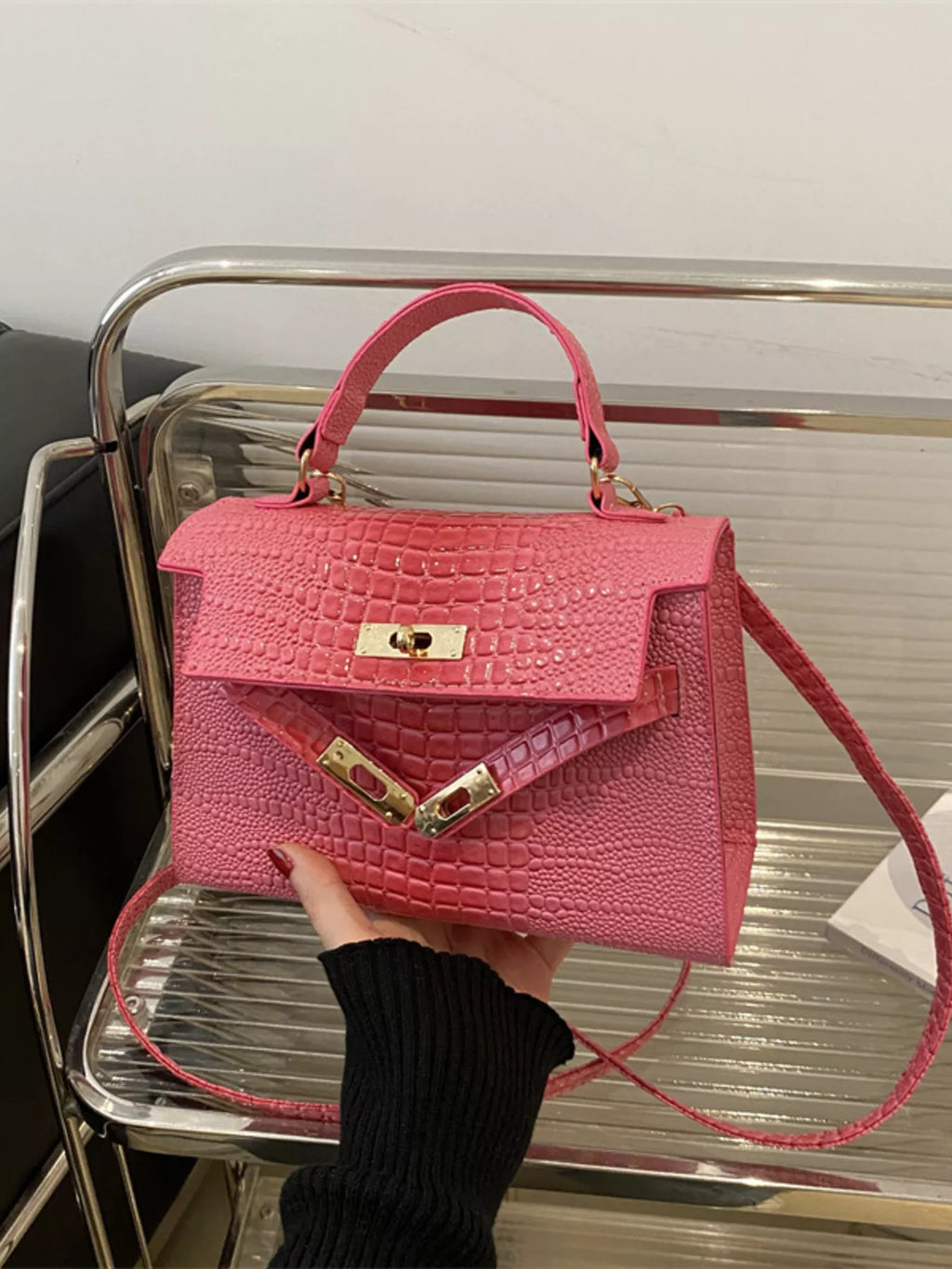 Embossed Flap Crossbody Bag