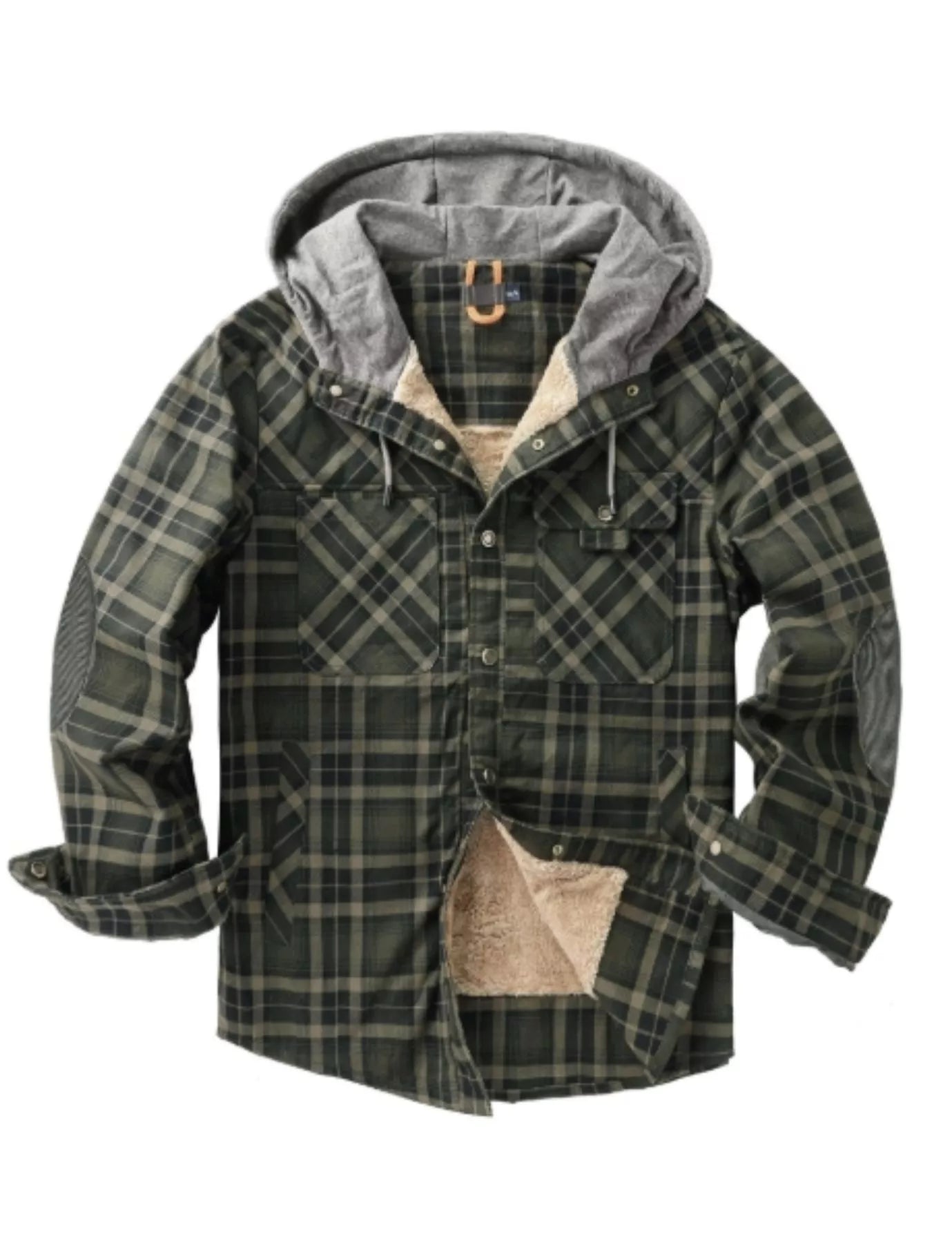 Men's Snap Down Hooded Plaid Shacket