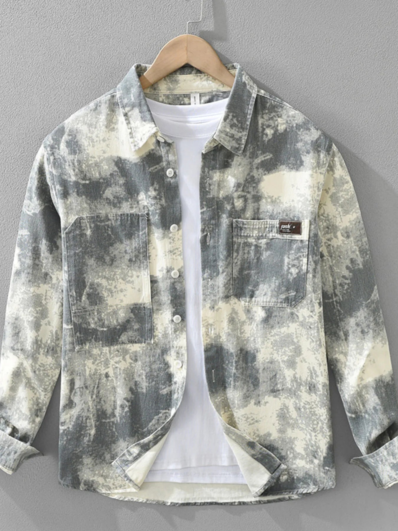 Men's Plus Size Abstract Print Long Sleeve Casual Shirt