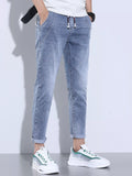 Men's Full Size Washed Skinny Jeans with Pockets Plus Size