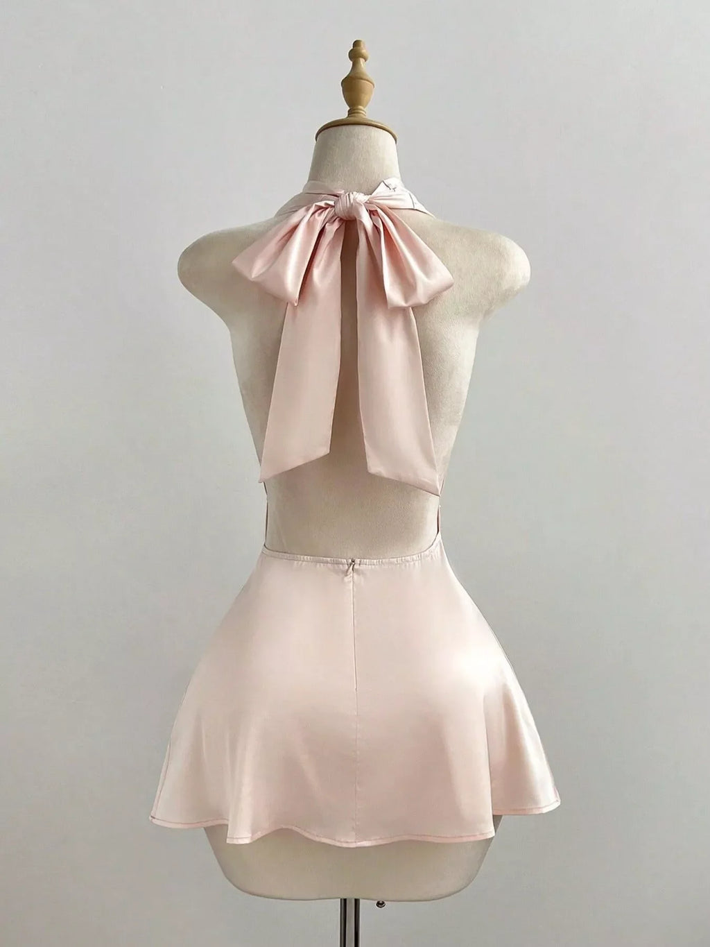 Satin Backless Halter Neck Dress