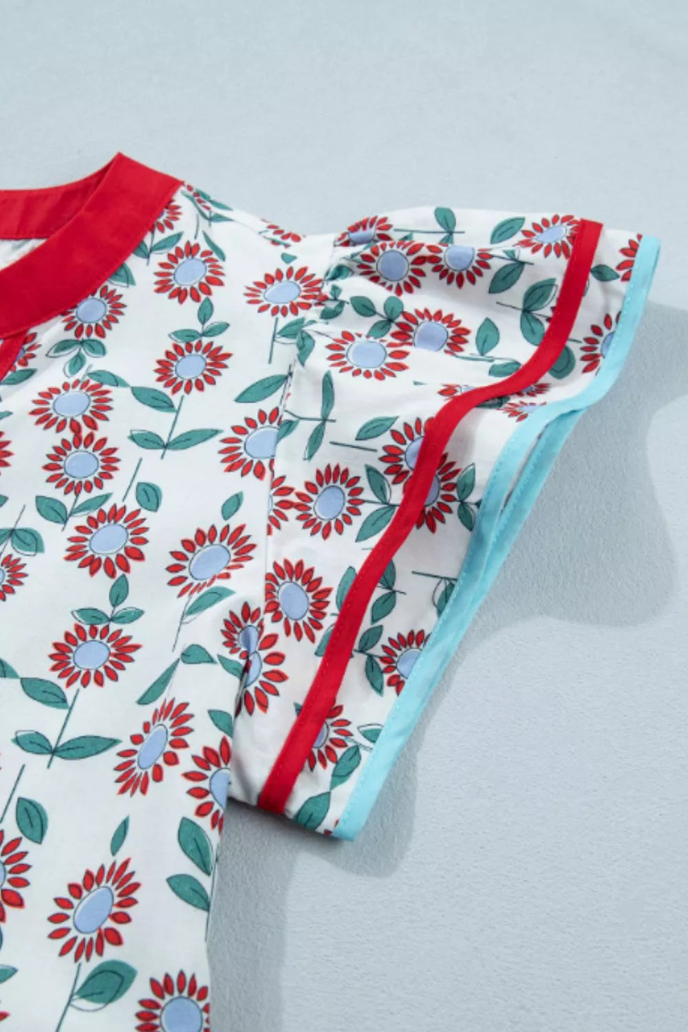 Floral Print Ruffle Sleeve Blouse