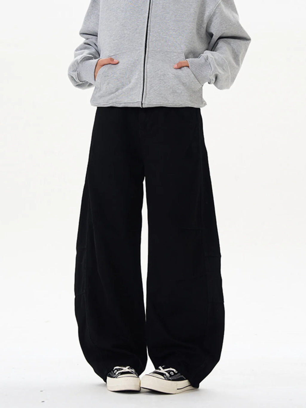 Men's Washed Wide Leg Curved Cargo Jeans
