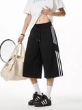 Men's Plus Size Striped Wide-Leg Cropped Pants