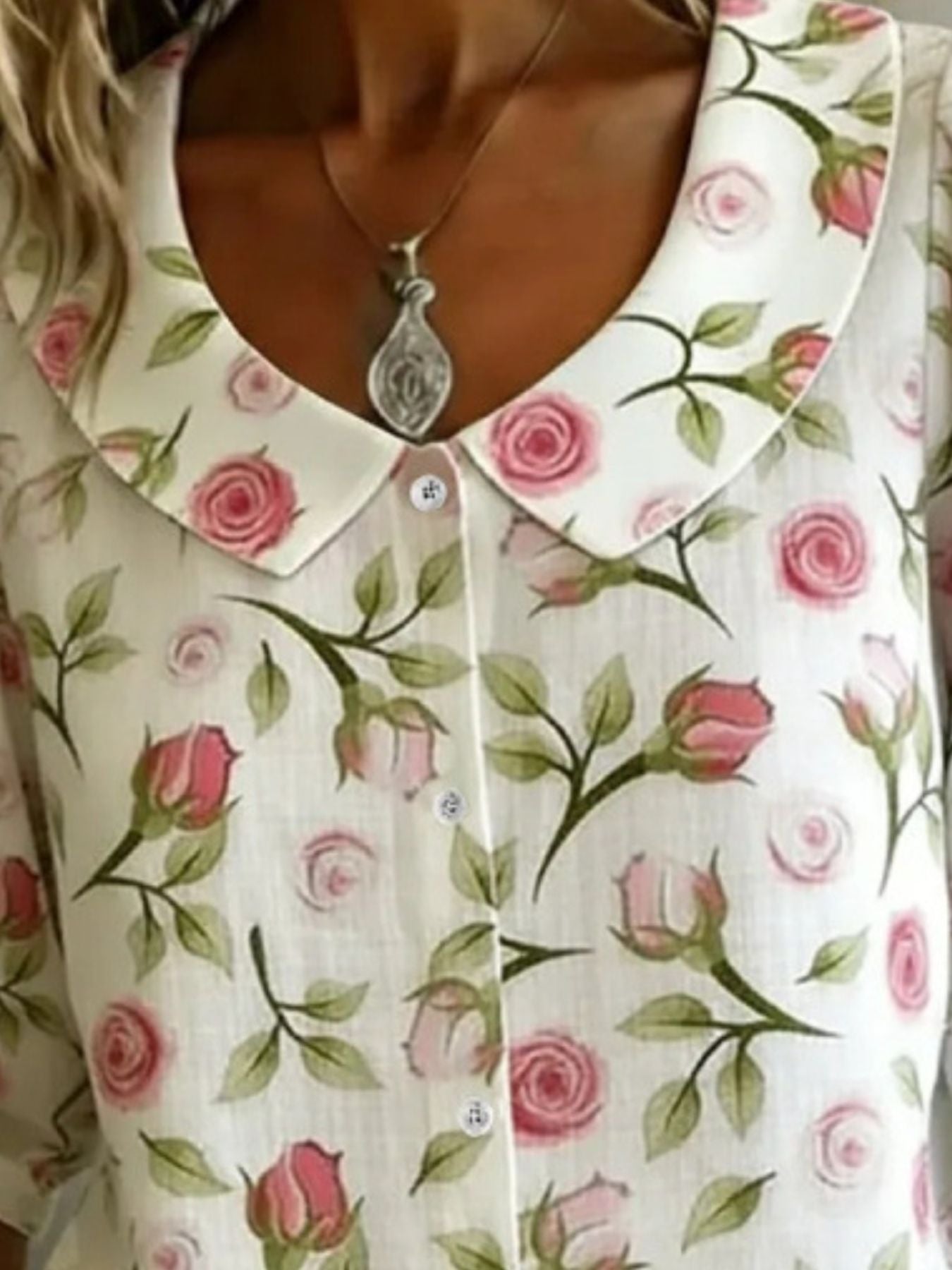 Floral Print Peter Pan Collar Shirt