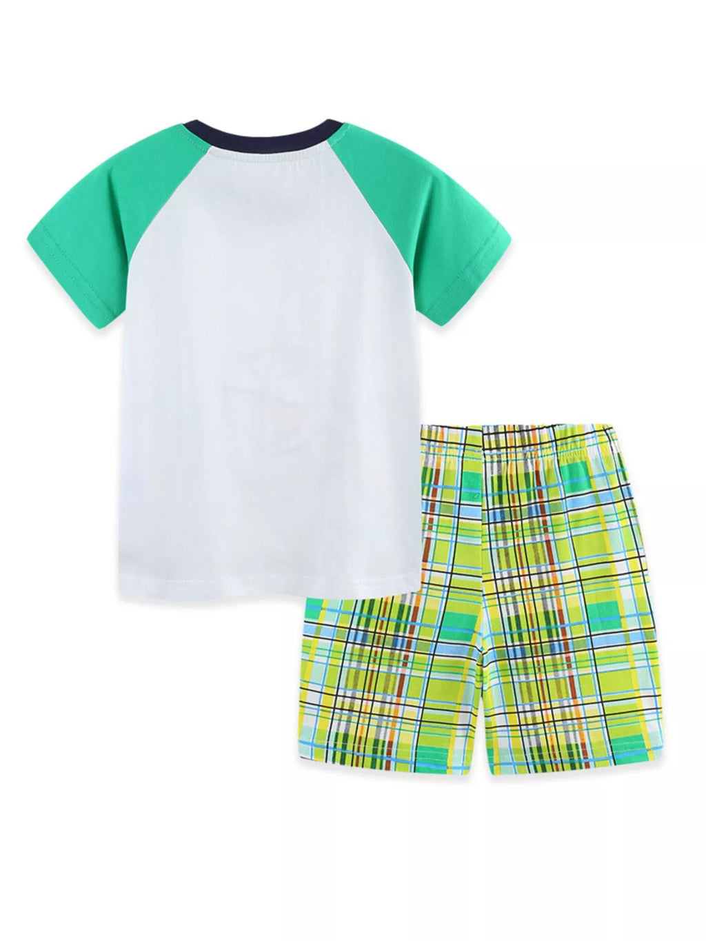 Children's Dinosaur Print T-Shirt & Plaid Shorts Set