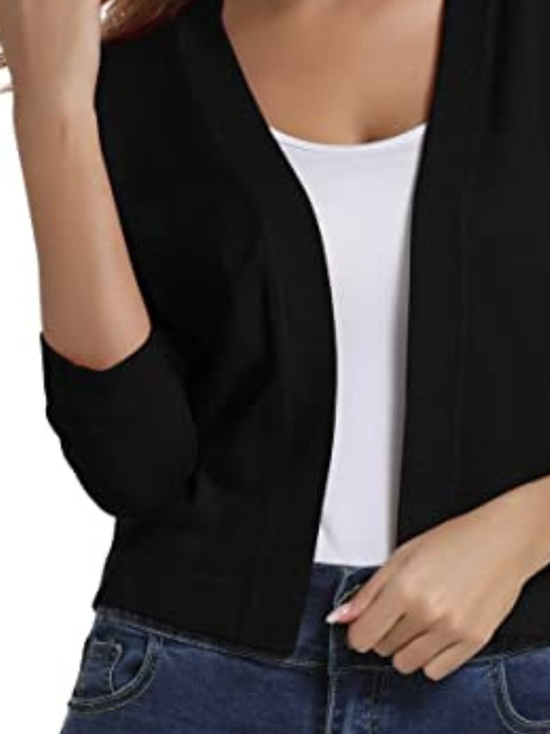 Viscose Blend Open Front Cardigan