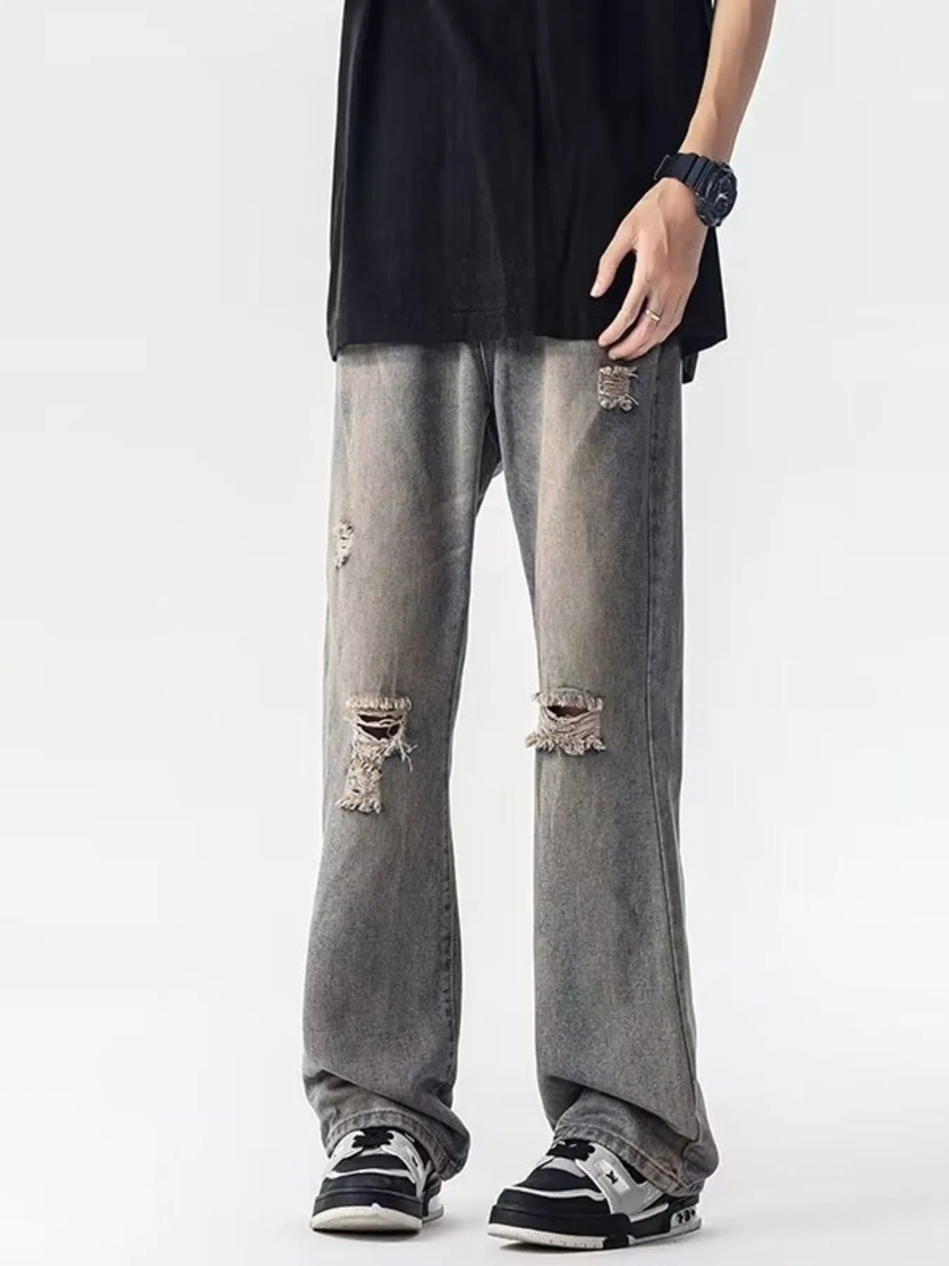 Men's Full Size Distressed Loose Fit Jeans Plus Size