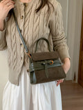 Suede Buckle Decor Crossbody Bag