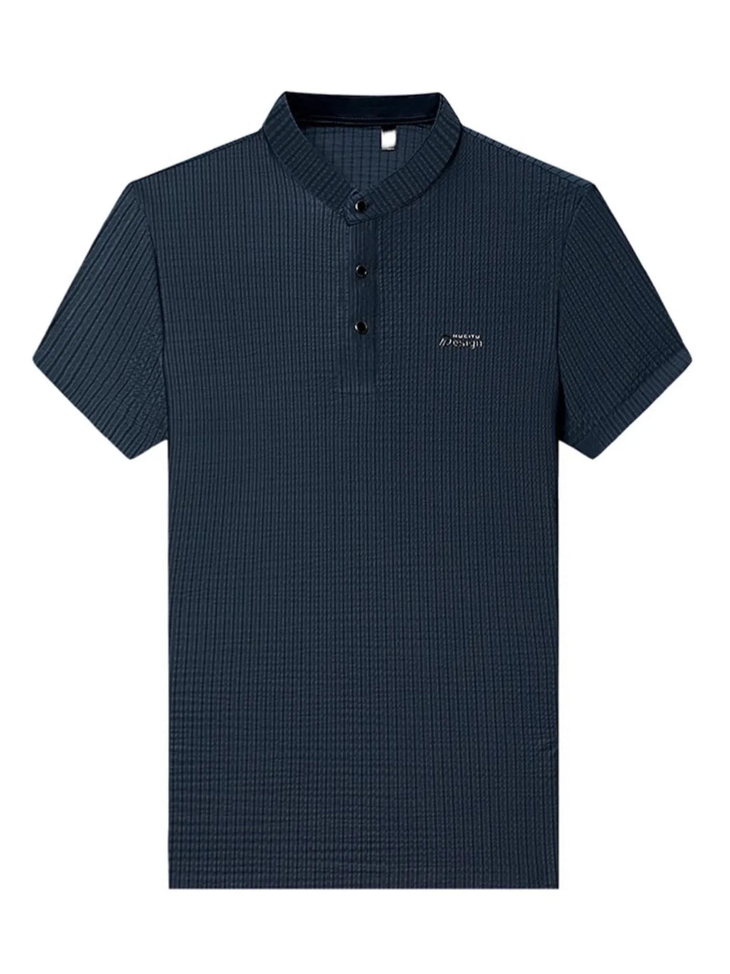 Men's Plus Size Textured Button Detail Short Sleeve Top