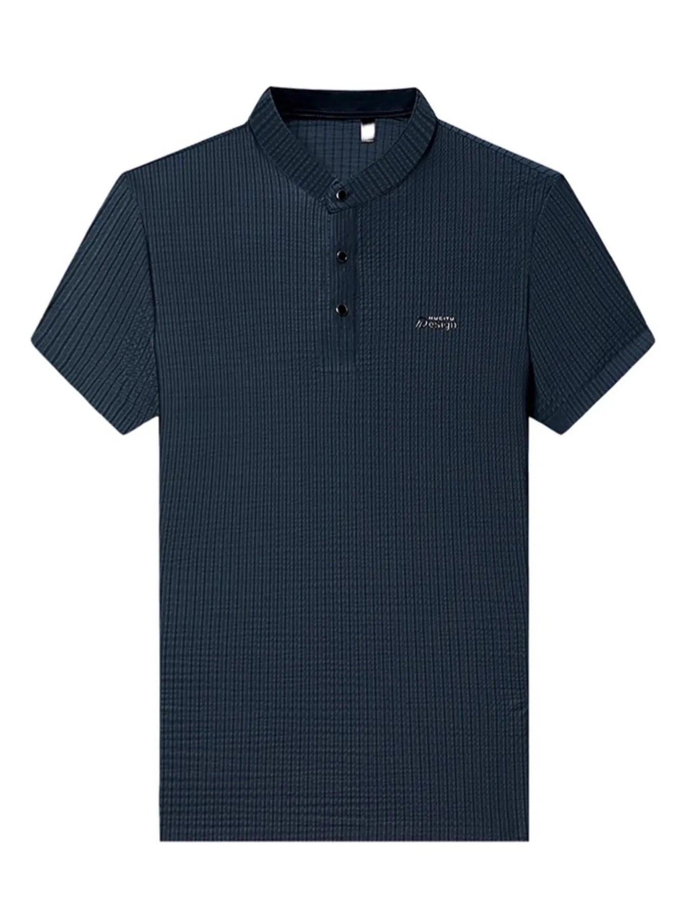 Men's Plus Size Textured Button Detail Short Sleeve Top