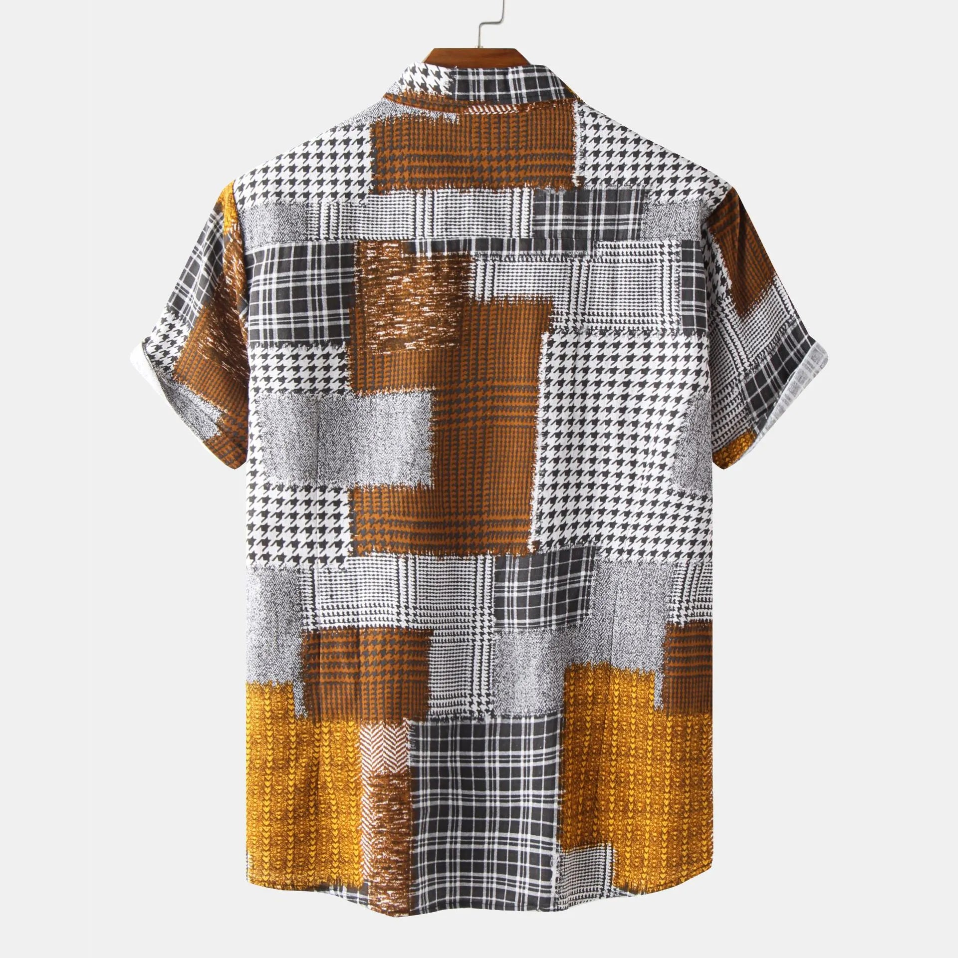 Men's Plus Size Plaid Short Sleeve Button-Up Shirt