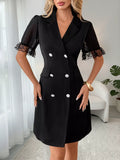 Lace Detail Double Breasted Blazer Dress