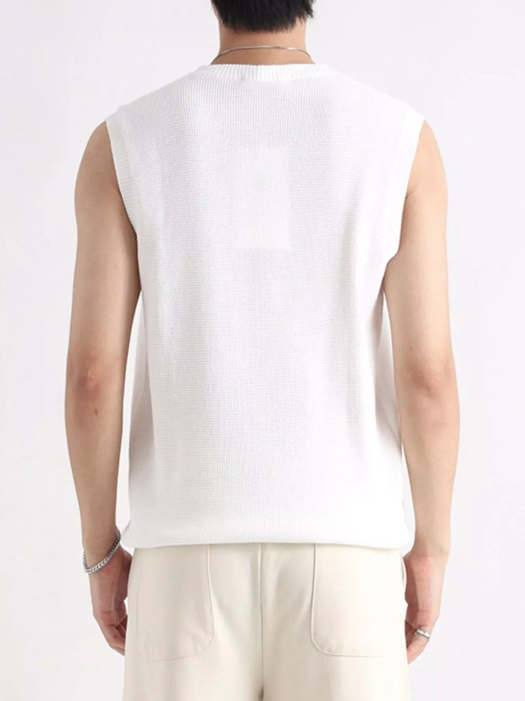 Men's Plus Size Knitted Zip-Up Tank
