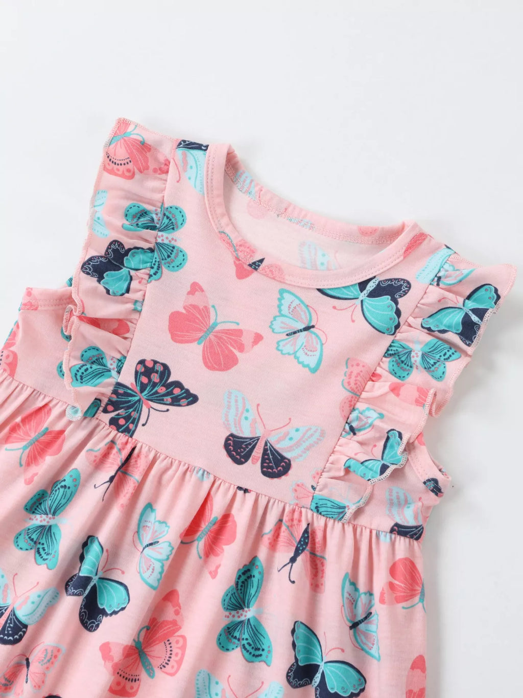 Children's Butterfly Print Ruffle Sleeve Dress